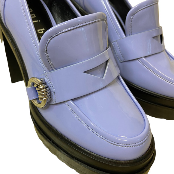 Gianni Bini Maxxwelle Tide Blue Patent Platform Block Heel Loafers - Picture 2 of 8